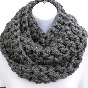 Chunky Gray Knit Infinity Scarf
